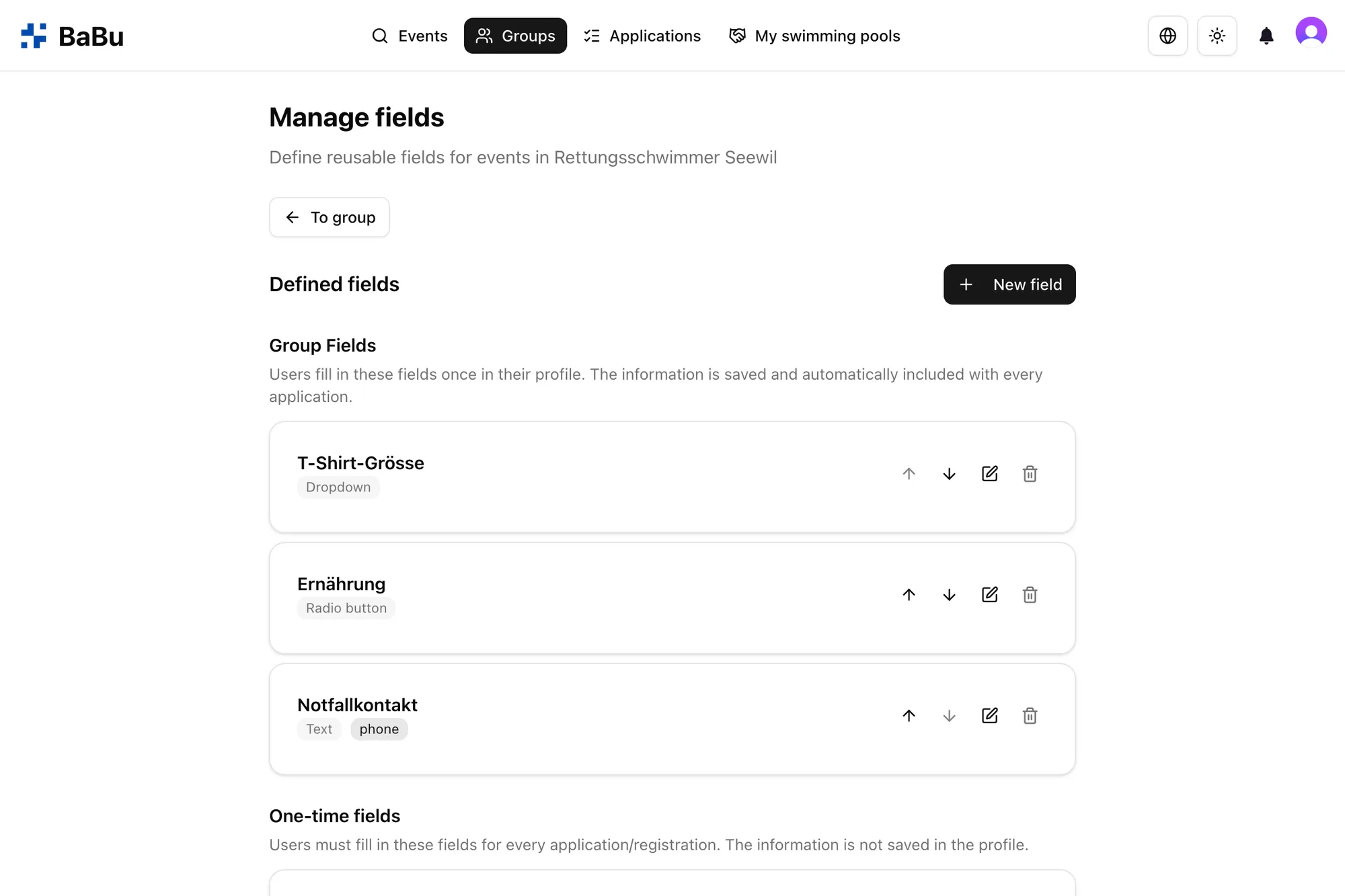 Managing a group's custom fields