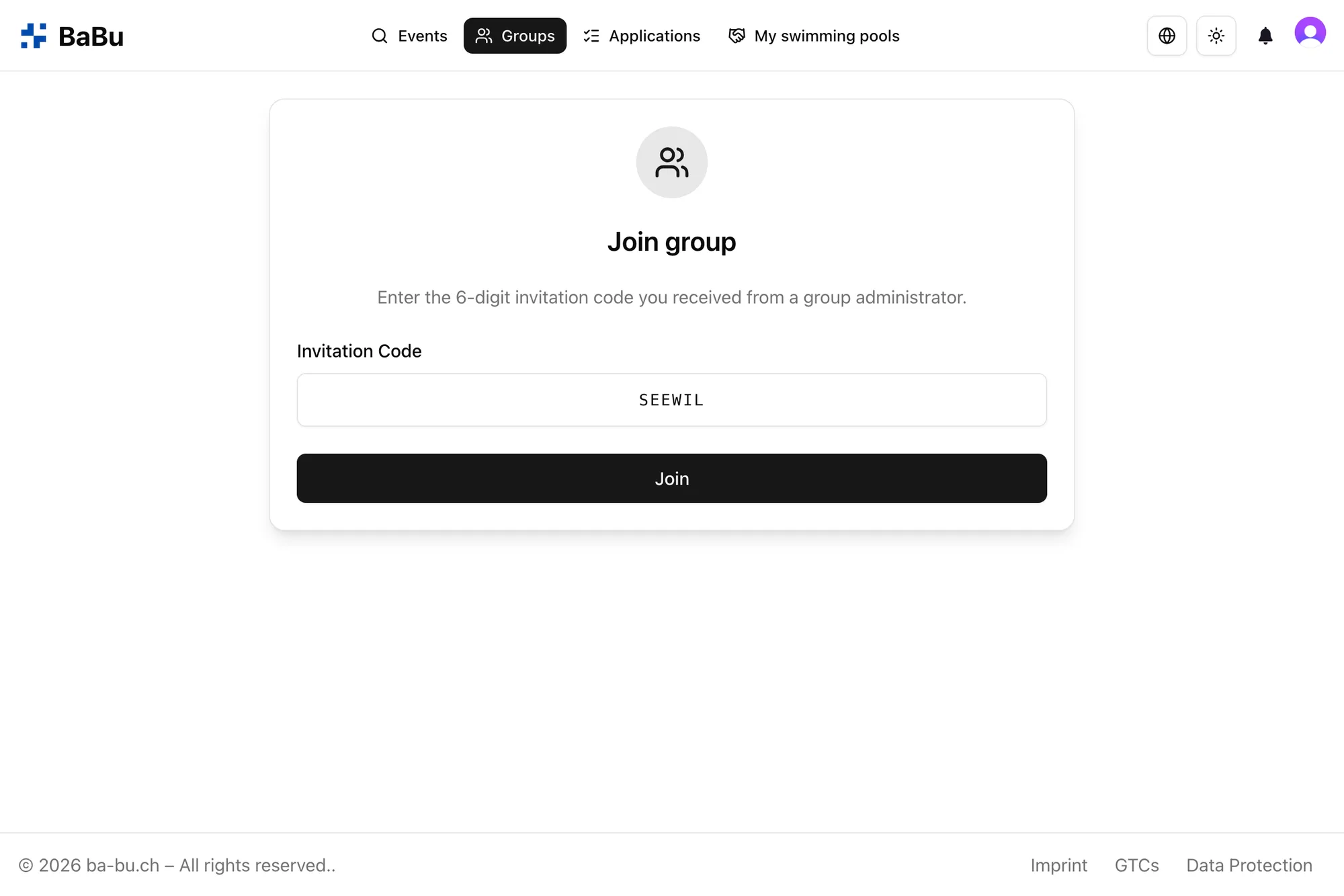 Joining a group with an invite code