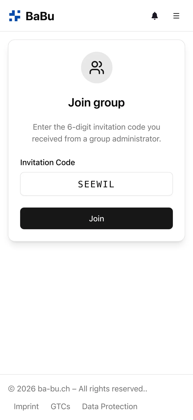 Joining a group with an invite code