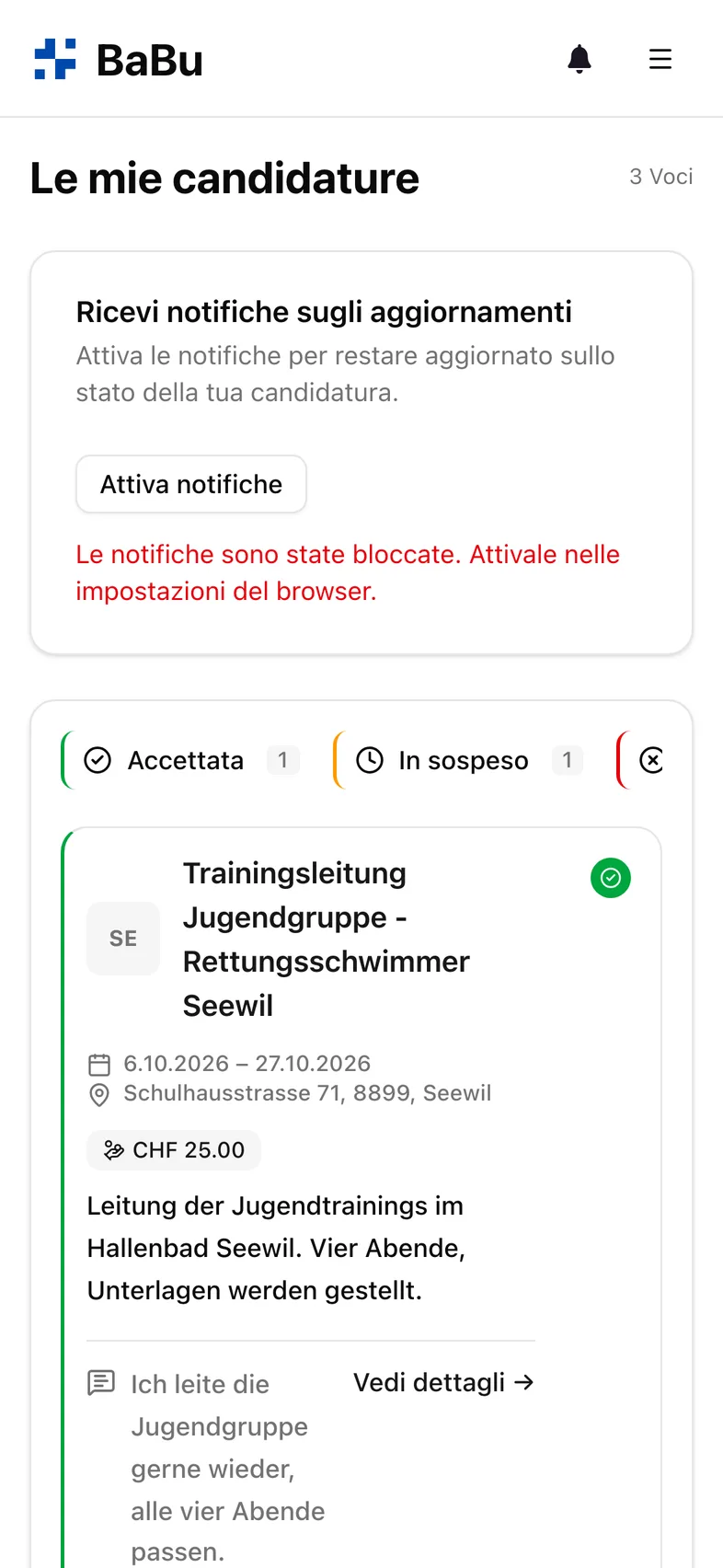Panoramica delle tue candidature