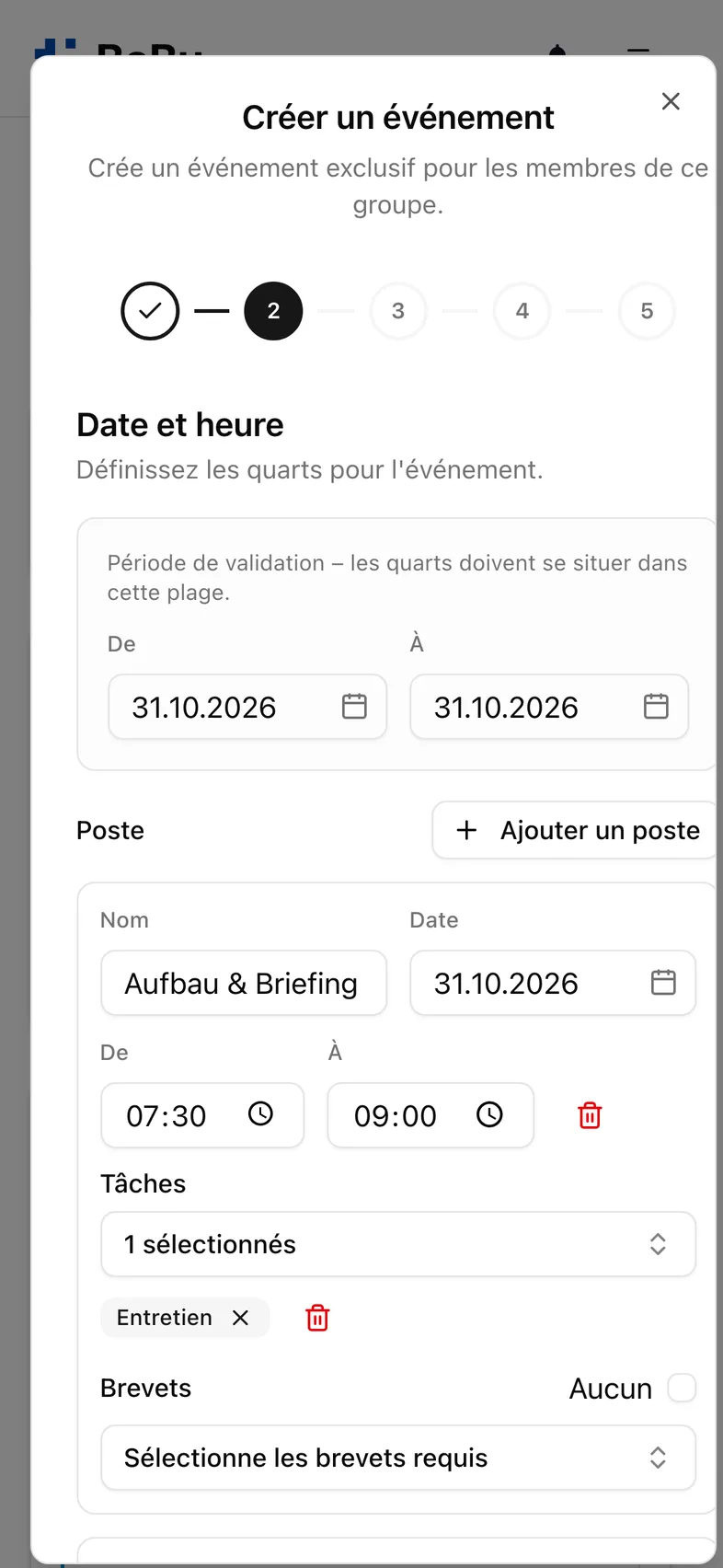Créer un événement avec plusieurs créneaux